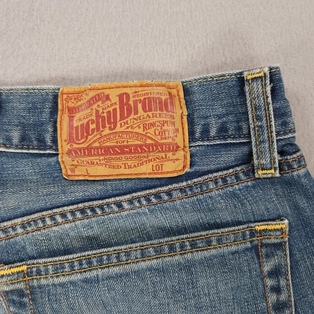 Lucky Brand Jeans Mens 34x34 Bootleg Y2K 100% Cotton Denim Bootcut - Picture 9 of 16